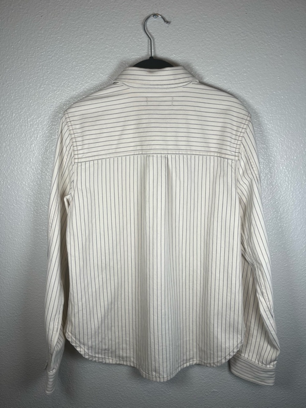 Madewell Denim Classic Button-Up Shirt‎ in Pinstripe Railroad Stripes Rigid - Picture 7 of 9
